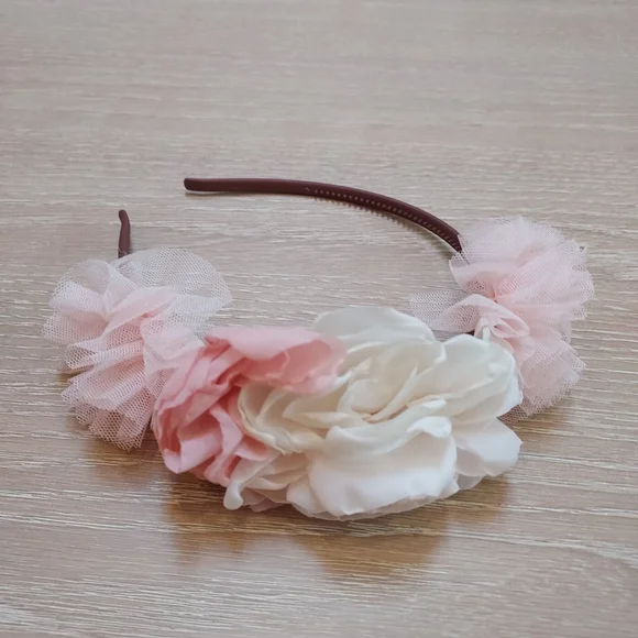 Charming Pink and White Floral Headband for Kids - Picture 2 of 4